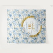 Chique pastelblauwe zoete zestien goud glitters ba wandkleed (Voorkant (horizontaal))