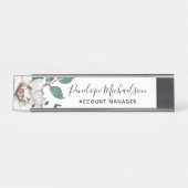 Chique pastelbloem met naam en titel bureau naambordje (Voorkant)