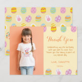 Chique pastelgele eieren kids verjaardagsfoto bedankkaart (Voorkant / Achterkant)