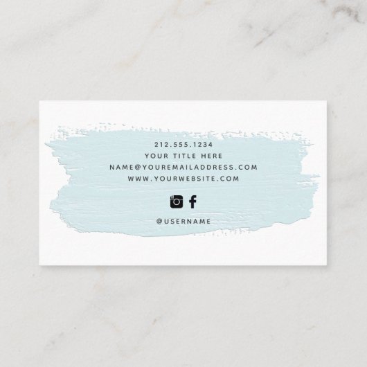 Chique pastelpenseelstreek | Lichtblauw op wit Visitekaartje (Achterkant)