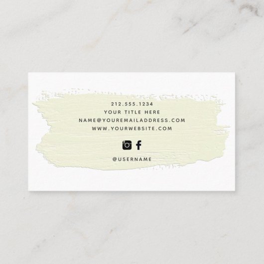 Chique pastelpenseelstreek | Lichtgeel op wit Visitekaartje (Achterkant)