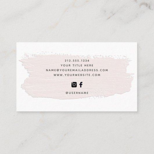 Chique pastelpenseelstreek | Lichtroze op wit Visitekaartje (Achterkant)