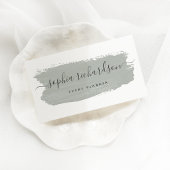 Chique pastelpenseelstreek | Salie Groen op Wit Visitekaartje