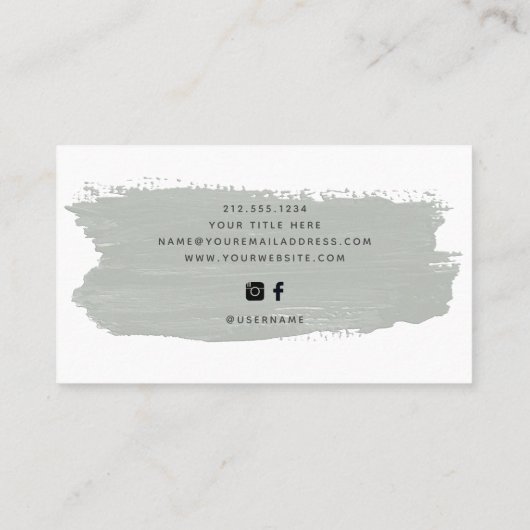 Chique pastelpenseelstreek | Salie Groen op Wit Visitekaartje (Achterkant)