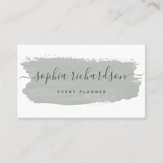 Chique pastelpenseelstreek | Salie Groen op Wit Visitekaartje (Voorkant)