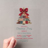 Chique Patchwork Boog Kerstboom Feest Acryl Uitnodigingen (Insitu (Draagbaar))