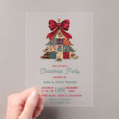 chique patchwork kerstboom strik kerstfeest acryl uitnodigingen (Insitu (Draagbaar))