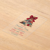 chique patchwork kerstboom strik kerstfeest acryl uitnodigingen (Laagn)