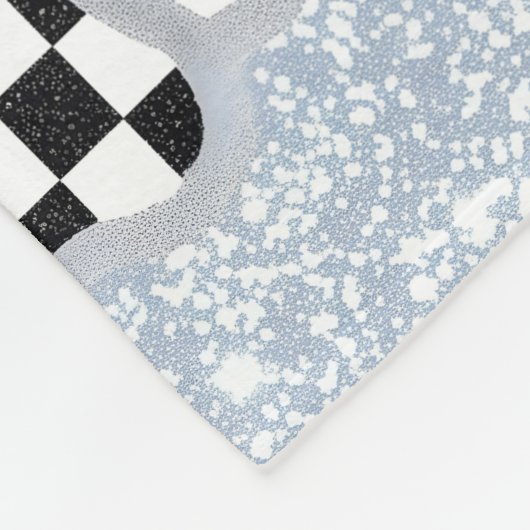 Chique Patchwork Verdachte Zwarte Kat Gingham & Ru Fleece Deken (Hoek)