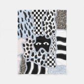Chique Patchwork Verdachte Zwarte Kat Gingham & Ru Fleece Deken (Voorkant)