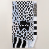 Chique Patchwork Verdachte Zwarte Kat Gingham & Ru Strandlaken (Voorkant)