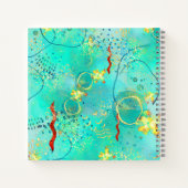 Chique patroon Turquoise & Golden Misty Monogram Notitieboek (Achterkant)