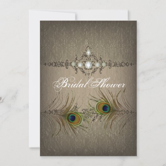 chique pauw Bruids Douche uitnodiging (Voorkant)