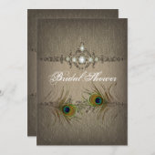 chique pauw Bruids Douche uitnodiging (Voorkant / Achterkant)