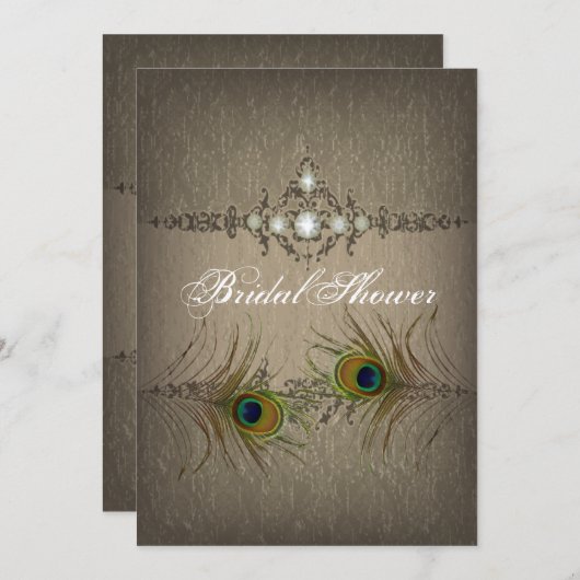  chique pauw Bruids Douche uitnodiging (Voorkant / Achterkant)