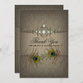 chique pauw bruiloft dank u kaart (Voorkant / Achterkant)