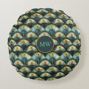 Chique Pauw Kleur Glas-in-lood Decoupage Rond Kussen