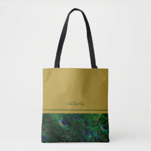 Chique Pauwenveren Met Monogram Tote Bag