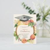 Chique Peach Wildflower Klasse van 2024 Afstuderen Save The Date (Staand voorkant)