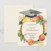 Chique Peach Wildflower Klasse van 2024 Afstuderen Save The Date (Voorkant / Achterkant)