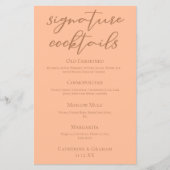 Chique Peach Zomer Bruiloft Handtekening Cocktails (Voorkant)