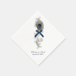 Chique Peacock Feather Custom Bruiloft Servetten