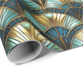 Chique Peacock Kleur Glas in lood Decoupage Cadeaupapier (Rol Hoek)