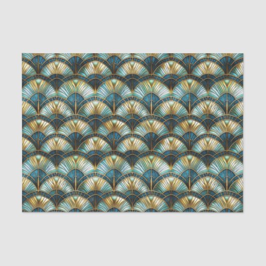 Chique Peacock Kleur Glas in lood Decoupage Tissuepapier (Voorkant)