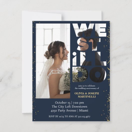 Chique Peek Navy Gelofte Vernieuwing Uitnodiging (Voorkant)