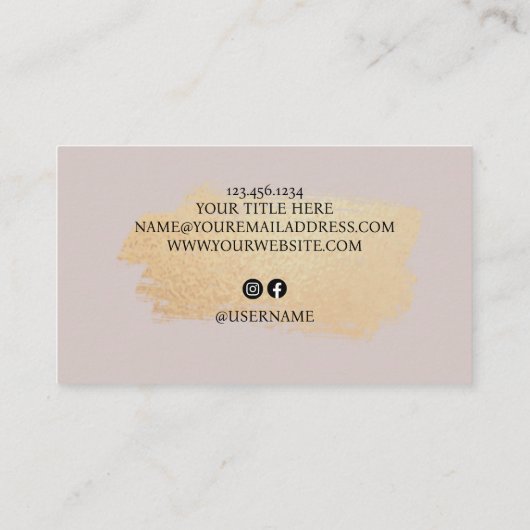 Chique penseelstreek - Faux Rose Gold op Neutral R Visitekaartje (Achterkant)