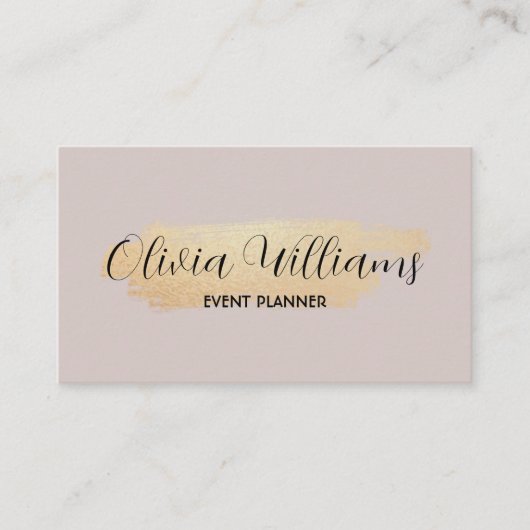 Chique penseelstreek - Faux Rose Gold op Neutral R Visitekaartje (Voorkant)