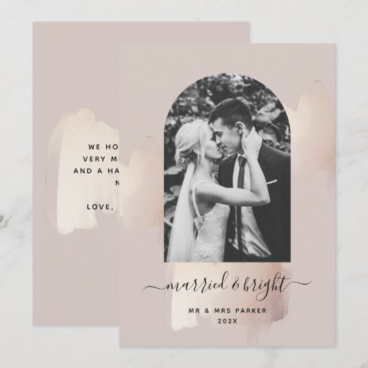 chique penseelstreek | Getrouwd en heldere foto bo Feestdagenkaart (Voorkant / Achterkant)