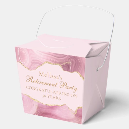 Chique Pensioen Partij Roze Goud Agaat Custom Bedankdoosjes (Voorkant)