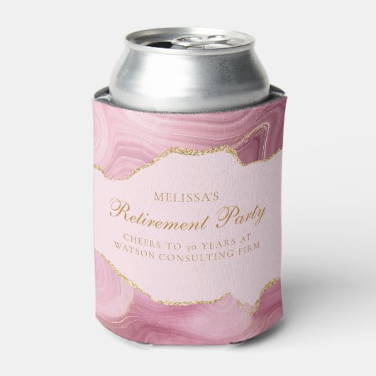 Chique Pensioen Partij Roze Goud Agaat Custom Blikjeskoeler (Blikje Voorkant)