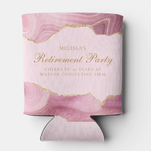 Chique Pensioen Partij Roze Goud Agaat Custom Blikjeskoeler (Achterkant)