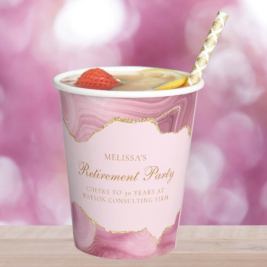 Chique Pensioen Partij Roze Goud Agaat Custom Papieren Bekers