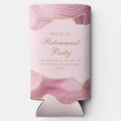 Chique Pensioen Partij Roze Goud Agaat Custom Seltzer Blikjeskoeler (Achterkant)
