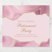 Chique Pensioen Partij Roze Goud Agaat Custom Sparkling Wijnetiket (Enkel label)