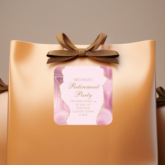 Chique Pensioen Partij Roze Goud Agaat Custom Vierkante Sticker