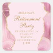 Chique Pensioen Partij Roze Goud Agaat Custom Vierkante Sticker (Voorkant)