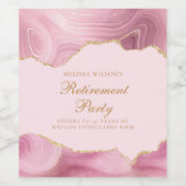 Chique Pensioen Partij Roze Goud Agaat Custom Wijn Etiket (Enkel label)