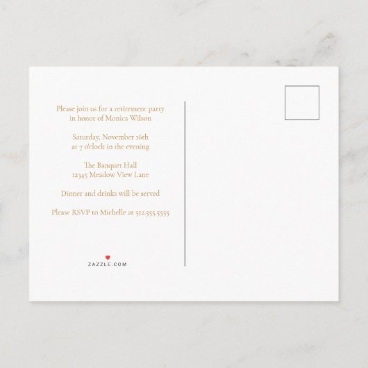 Chique Pensioen Partij Roze Goud Agaat Uitnodiging Briefkaart (Achterkant)