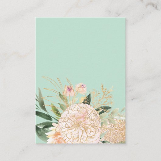 Chique Peony Gold typografie bruiloft details Informatiekaartje (Achterkant)