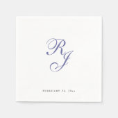 Chique Periwinkle Monogram Bruiloft Servetten (Voorkant)