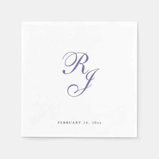 Chique Periwinkle Monogram Bruiloft Servetten (Voorkant)