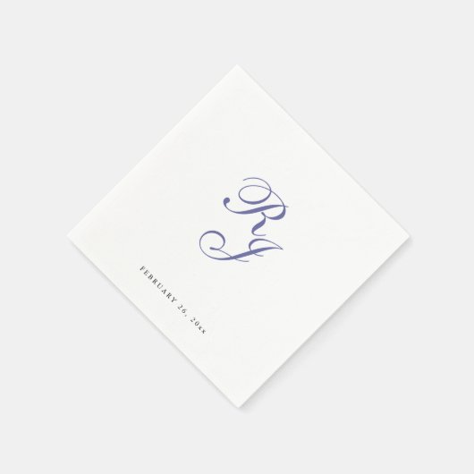 Chique Periwinkle Monogram Bruiloft Servetten (Hoek)