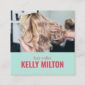 Chique Personaliseer Foto Kapper Kapper Salon Vierkante Visitekaartje (Voorkant)