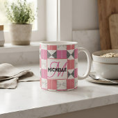 Chique Persoonlijke Monogram Moderne Roze Patchwor Koffiemok