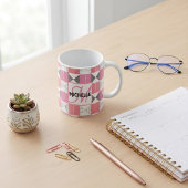Chique Persoonlijke Monogram Moderne Roze Patchwor Koffiemok