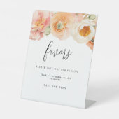 Chique perzik bloemenbruiloft gunsten neem er een reclamebord met voetstuk (Voorkant)